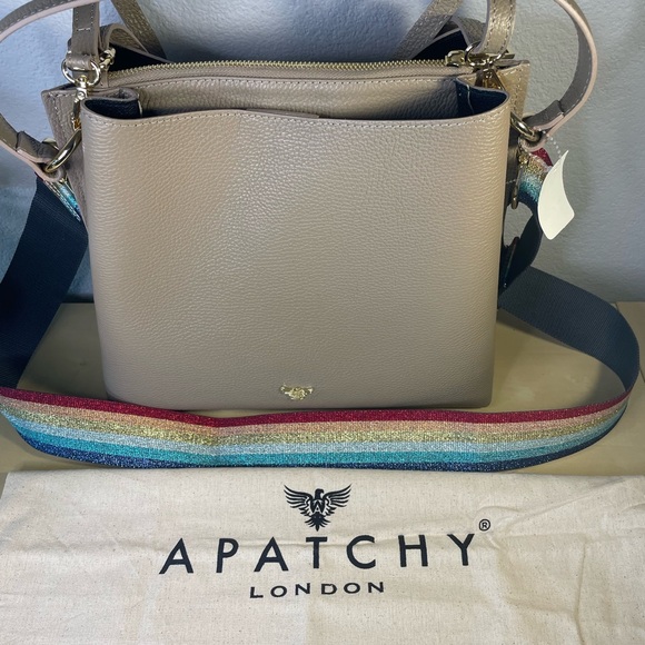APATCHE LONDON TAUPE LEATHER TOTE BAG - Picture 8 of 13
